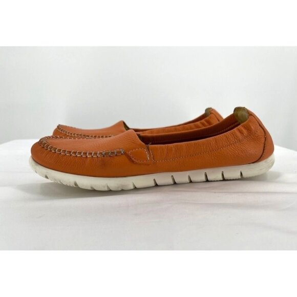 SAS Sunny Slip on Loafer Orange Leather Comfort Shoe Womens Sz 8.5 M Flat Mocca - Picture 8 of 12